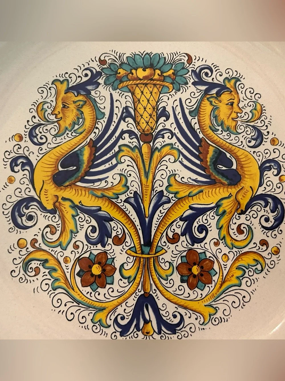 Ceramica Nova Deruta Raffaellesco Dragon Bowl, Vintage Pottery11” Made in Italy